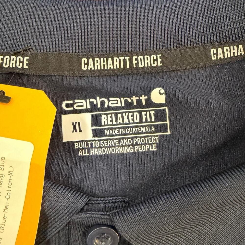 New Carhartt Force Shirt mens XL Blue Short sleeve polo Snag Resistant Pocket - Picture 8 of 12